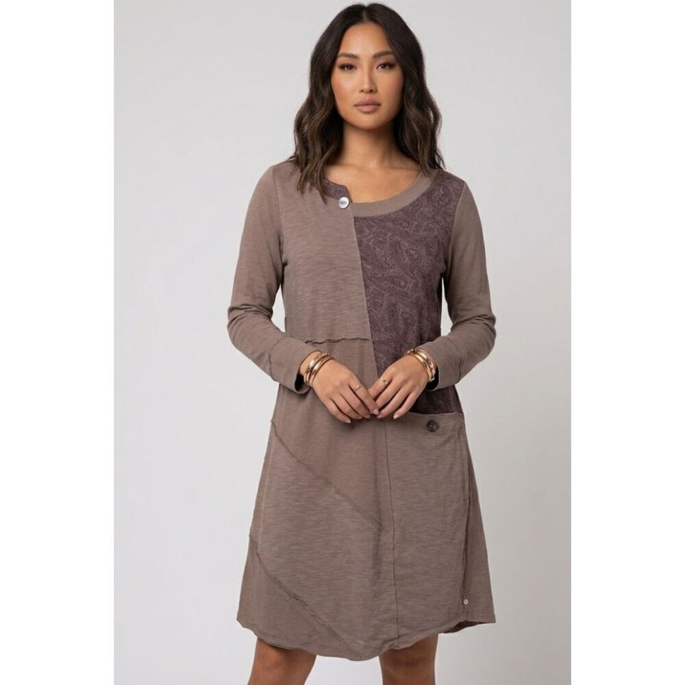 New Neon Buddha Cherie Dress Mocha Lagenlook Women's Size Small